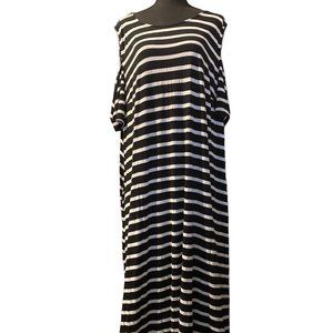 Lane Bryant Plus Size Cold Shoulder Maxi Dress with Stripes